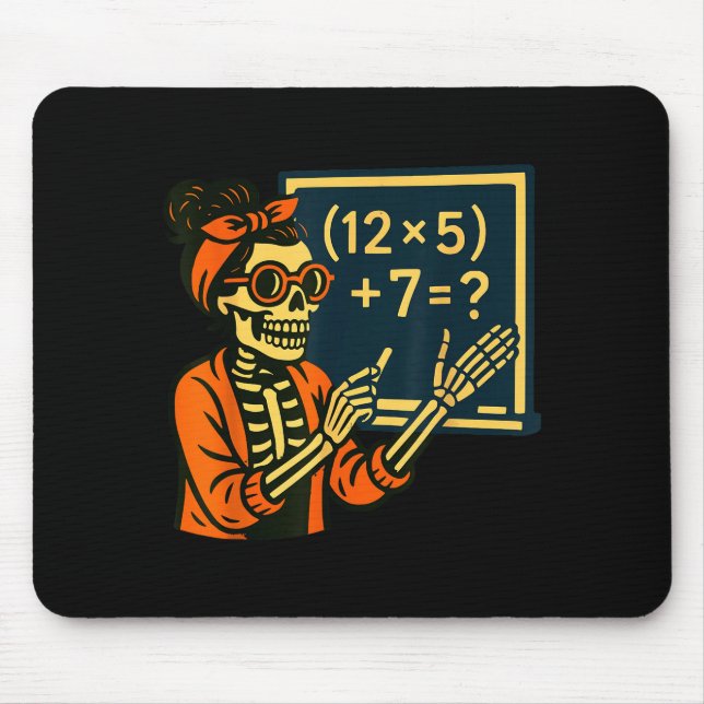 Mousepad Professor de Halloween Seis Sete Meme 6 7 Esquelet (Frente)