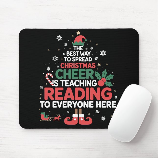 Mousepad Professor de Leitura Papai Noel Natal Alegria  (Com mouse)