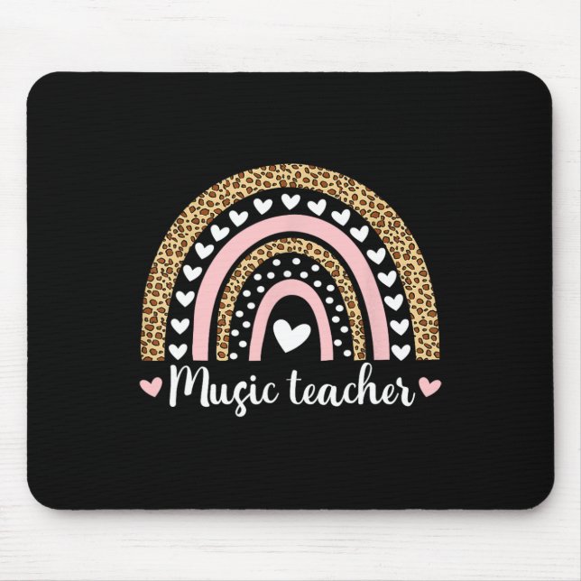 Mousepad Professor De Música Leopard Boho Rainbow 100 Dias  (Frente)