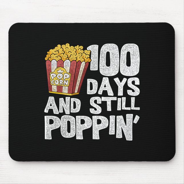 Mousepad Professor Divertido Aluno Escola Pipoca 100 Dias D (Frente)