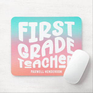 Mousepad Professor do Primeiro Ano Tipografia Rosa Aqua Omb