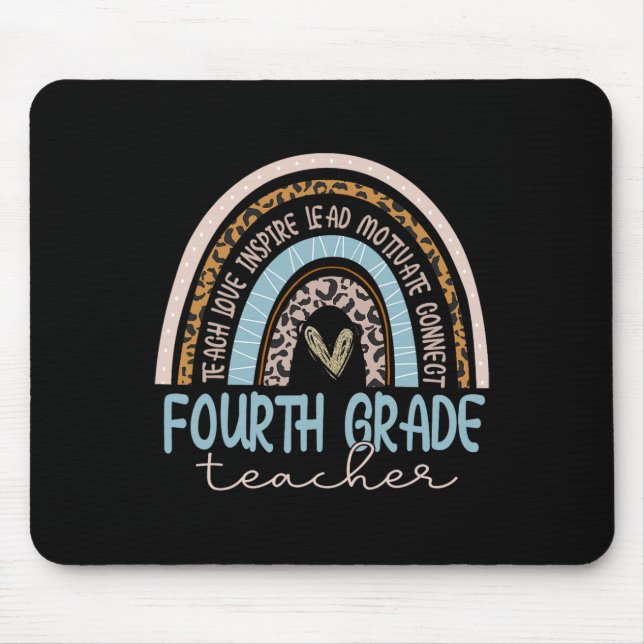 Mousepad Professor Leopard Boho Arco-Íris De Volta À Escola (Frente)