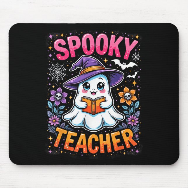 Mousepad Professor Spooker Cute Ghost Lendo Livro Engraçado (Frente)