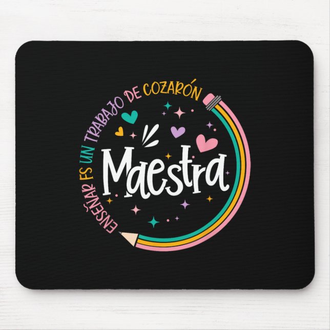 Mousepad Professora de espanhol Maestra volta às aulas prim (Frente)