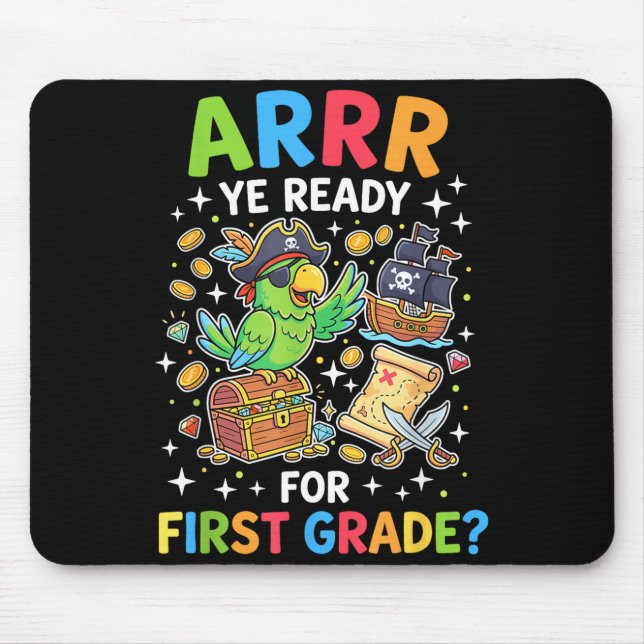 Mousepad professora do primeiro ano de volta à escola pirat (Frente)
