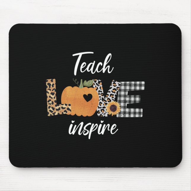 Mousepad Professora ensina amor inspira outono abóbora (Frente)