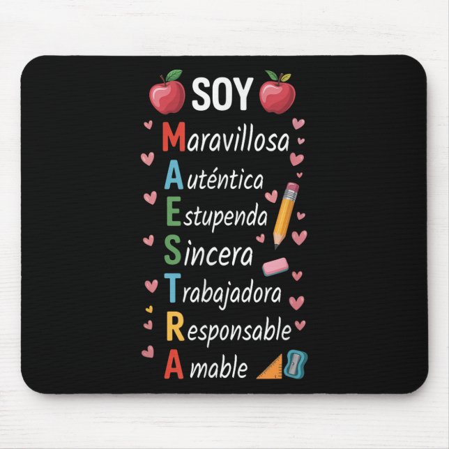 Mousepad Professora Espanhola Maestra Bilíngue (Frente)