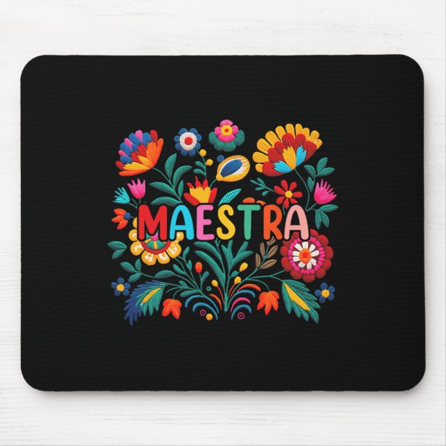 Mousepad Professora Flowers Professora de Espanhol Cinco De (Frente)