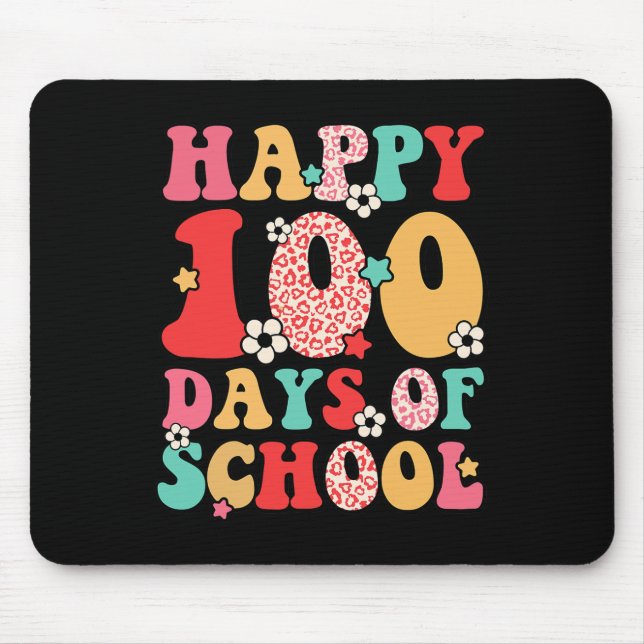 Mousepad Professores Crianças Retro Groovy 100 Dias Feliz 1 (Frente)