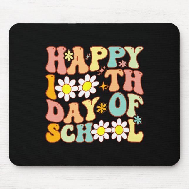 Mousepad Professores Crianças Retro Groovy 100 Dias Feliz 1 (Frente)