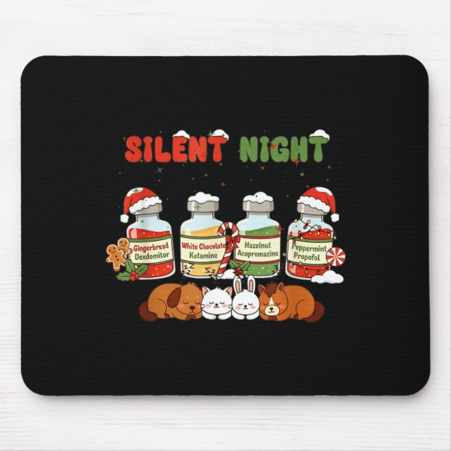 Mousepad Profol Silent Night Funny Vet Tech Christmas  (Frente)