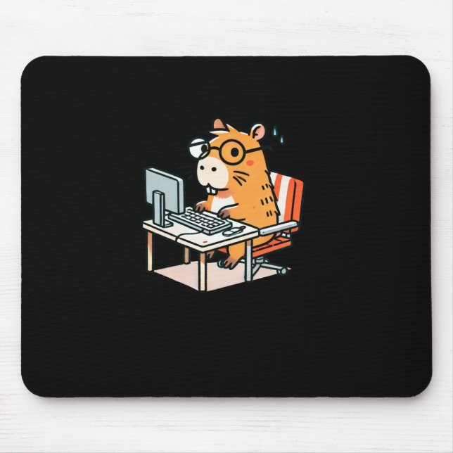 Mousepad Programador Capybara A Trabalhar No Pente Do Compu (Frente)