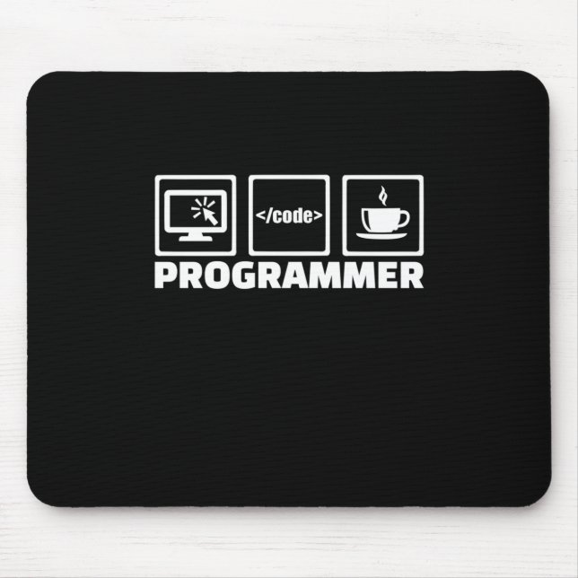 Mousepad Programador Escreve Código E Bebe Café (Frente)