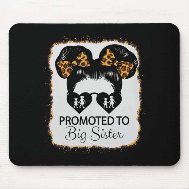 Mousepad Promoted To Big Sister Leopard Girl Baby Announcem (Frente)