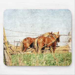 Mousepad Pronto Para O Trabalho, Dois Cavalos De Rascunho