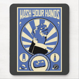 Mousepad Propaganda do escritório: Lave suas mãos (azuis)