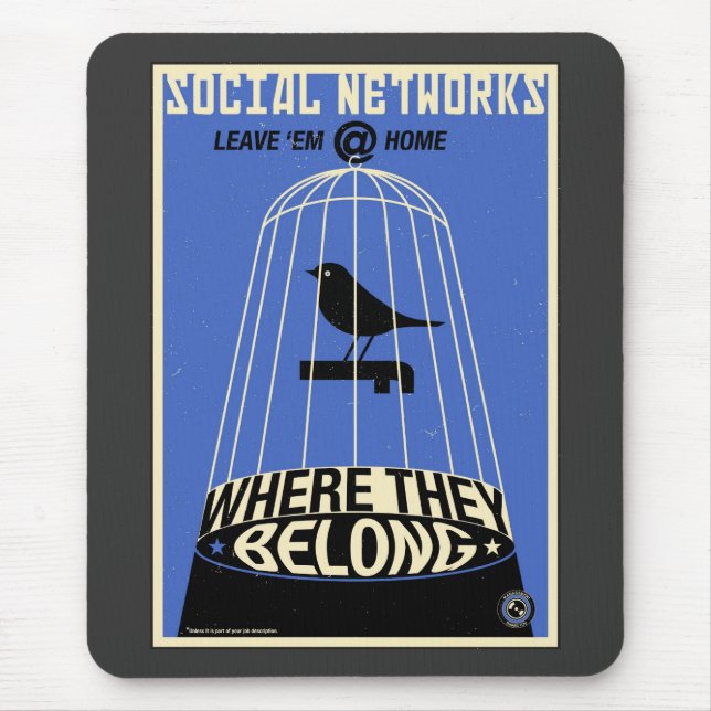 Mousepad Propaganda do escritório: Rede social (azul) (Frente)