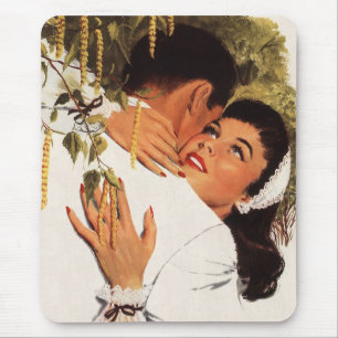 Mousepad Proposta de casamento retrô, amor e romance