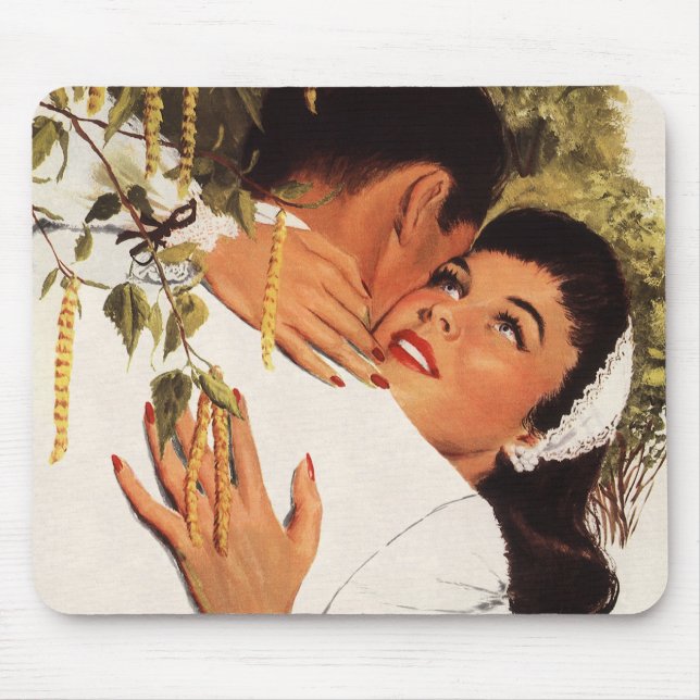 Mousepad Proposta de casamento retrô, amor e romance (Frente)