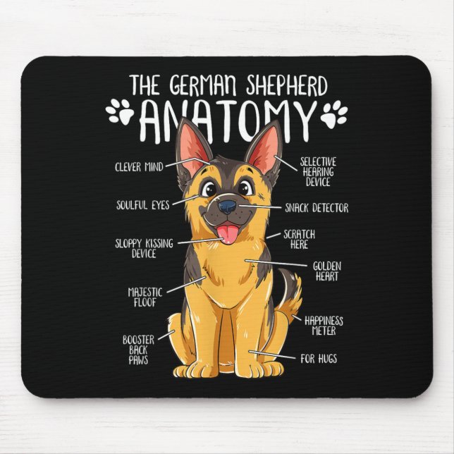 Mousepad Proprietário de Cachorro Pastor Alemão com Anatomi (Frente)