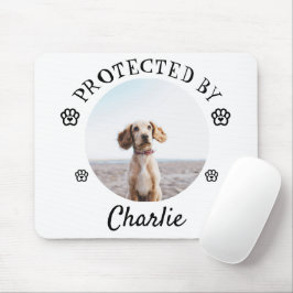 Mousepad Protected By Dog Photo Paw Print Design
