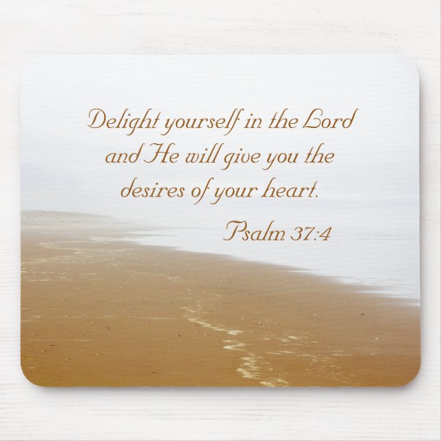 Mousepad Psalm 37 Bíblia Verse e Sandy Ocean Beach (Frente)