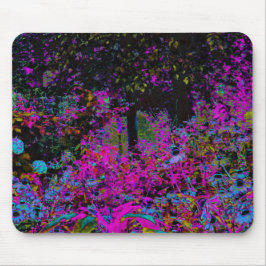 Mousepad Psicodélico, Rosa Quente e Jardim Negro