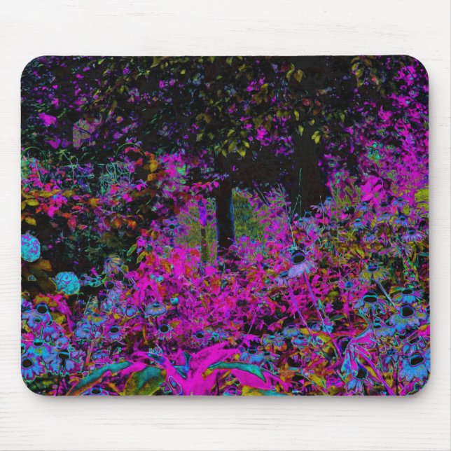 Mousepad Psicodélico, Rosa Quente e Jardim Negro (Frente)