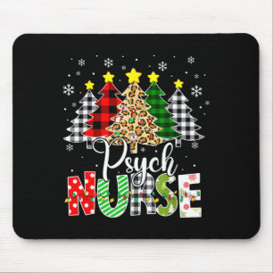 Mousepad Psicóloga Árvore de Natal Leopardo Xadrez Vermelho