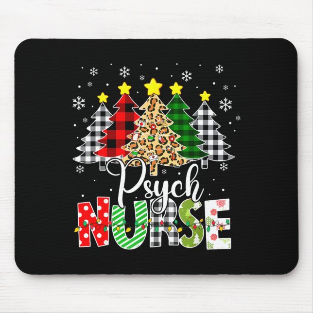 Mousepad Psicóloga Árvore de Natal Leopardo Xadrez Vermelho (Frente)