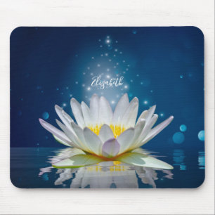 Mousepad Psicólogo Terapeuta Zen, Flor de Lótus Branca Azul