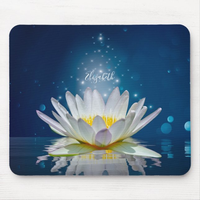 Mousepad Psicólogo Zen, Flor Branco Azul (Frente)