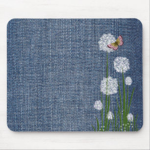 Mousepad Puff Flowers em Denim