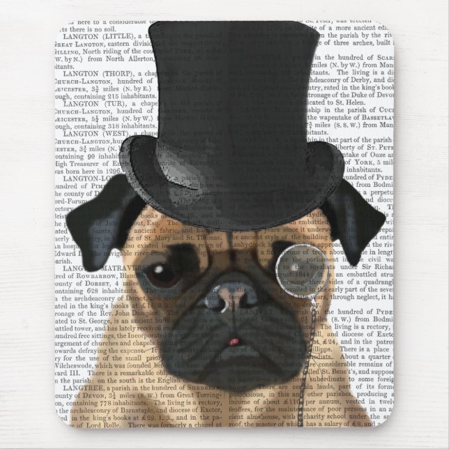 Mousepad Pug, Chapéu Formal e Chapéu (Frente)