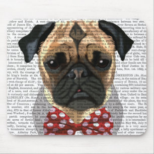 Mousepad Pug com Arco vermelho