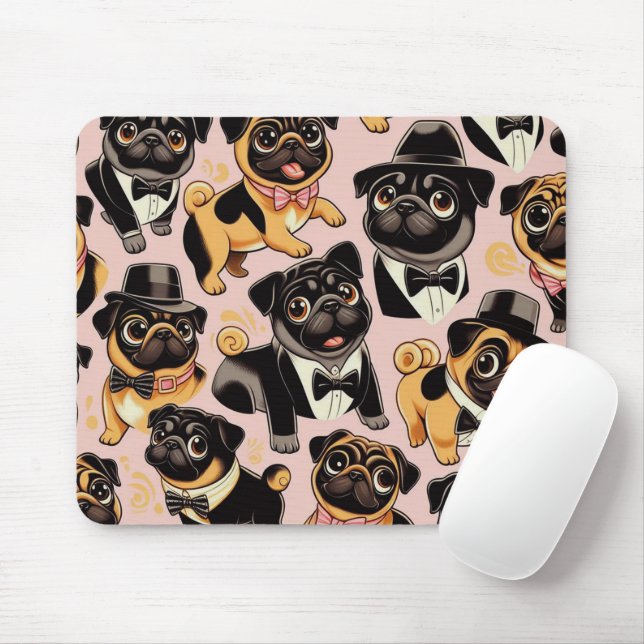 Mousepad Pug de Cueca Sem Costura Retroativa (Com mouse)