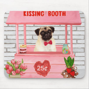 Mousepad Pug Dia de os namorados Cachorro Beijando Booth