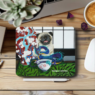Mousepad Pug Dog Chinese Dragon