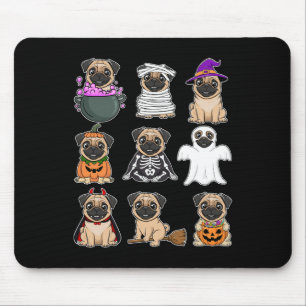 Mousepad Pug Halloween Figurume Spooky Fantasma Pumpkin Pug