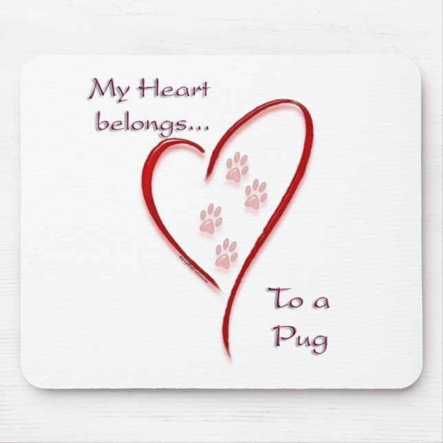 Mousepad Pug Heart Pertence (Frente)