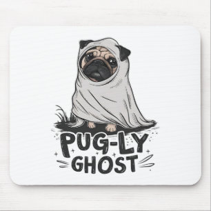 Mousepad Pug ly Ghost Funny Dog Puns Halloween Pug Owners S