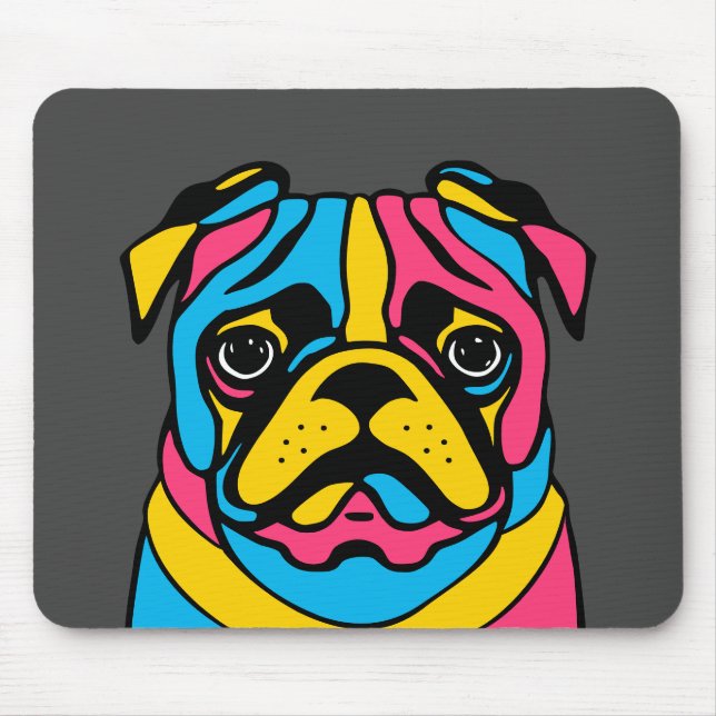 Mousepad pug personalizável de 3 tons (Frente)