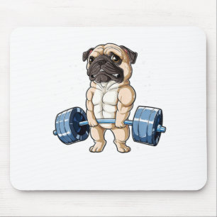 Mousepad Pug Pesando Levantando Engraçados Homens Malhaç