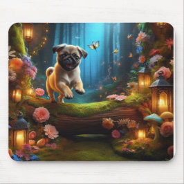 Mousepad Pug Puppy Encantado Prato Florestal