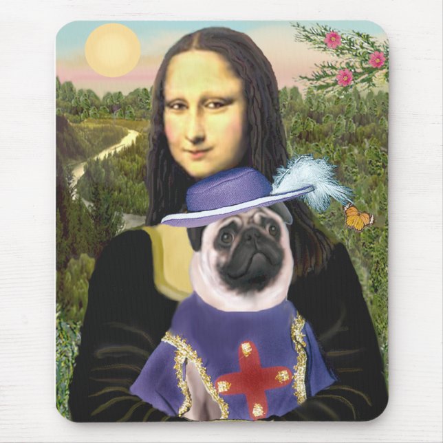 Mousepad Pug (Sir) - Mona Lisa - Personalizada (Frente)