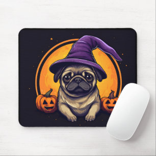 Mousepad Pug Witch Bumkins Halloween Moon