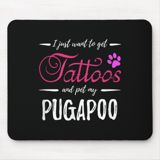 Mousepad Pugapoo Cachorro Lover Tatuagem Engraçada Cachorro (Frente)