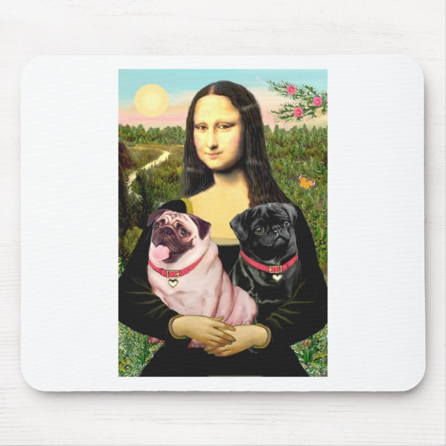 Mousepad Pugs (Castanho + Preto) - Mona Lisa (Frente)