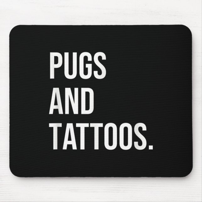 Mousepad Pugs E Tattoos Cão Cachorro Cachorro Cachorro Cach (Frente)