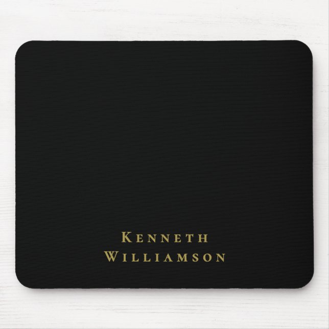 Mousepad Pulseira Preta Dourada com Nome Minimalista Elegan (Frente)